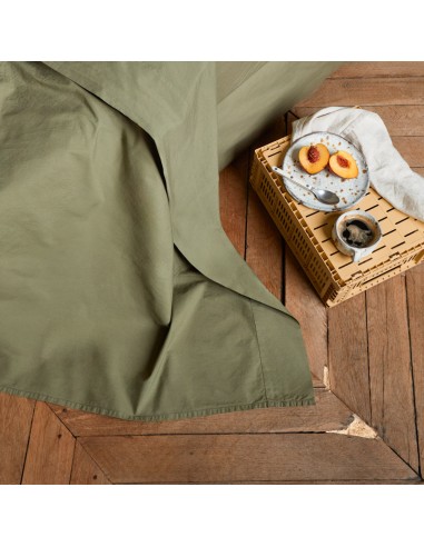 Drap plat en percale de coton - Vert Camouflage les muscles