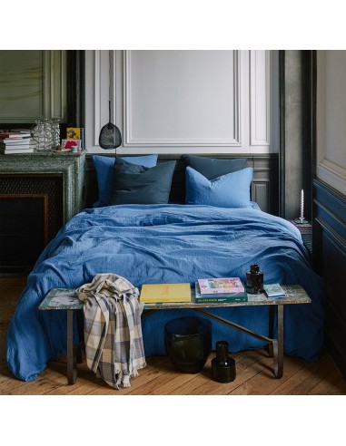 Housse de couette en gaze de coton - Bleu Pompidou En savoir plus