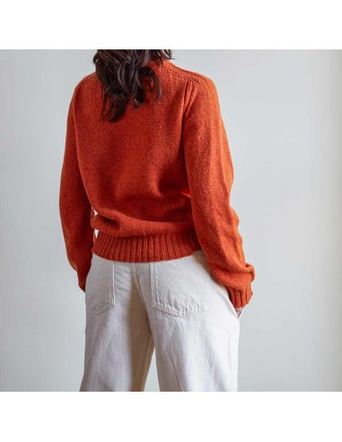 Merci - Pull en laine Shetland Femme - Orange Comparez plus de prix