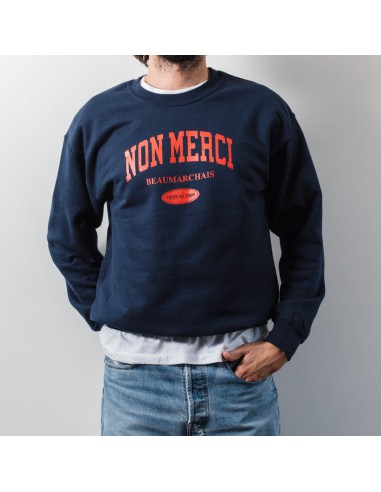 Merci - Sweat College Non Merci - Bleu Profitez des Offres !